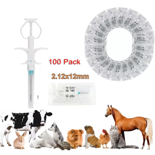 100 Packs 2.12x12mm, ISENVO Pet Microchips 134.2khz Registration Animal Implant Chip FDX-B Pet ID Microchip for Pet Dog Cat Cow Pig Rabbit Pigeon Fish- Free Lifetime Registration